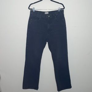ZARA High-Rise Full Length Wide Leg Denim Jeans in Black